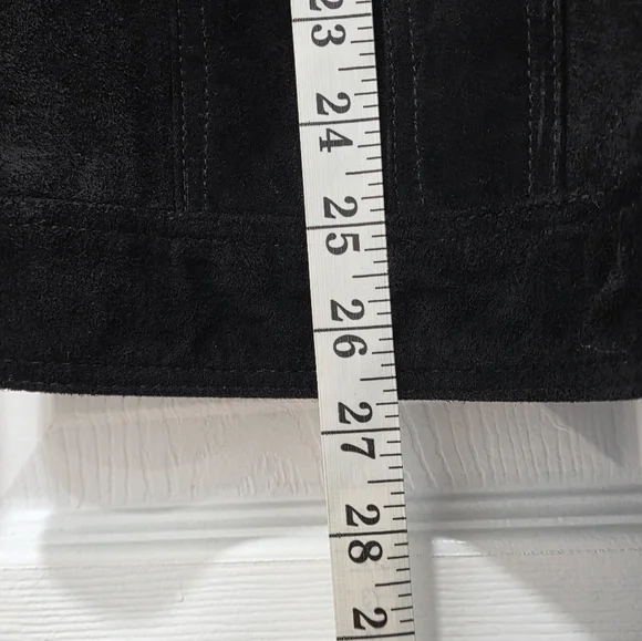 Dennis Basso Suede Leather Button Front Black Jacket Women’s Sz Small Washable - Picture 15 of 16